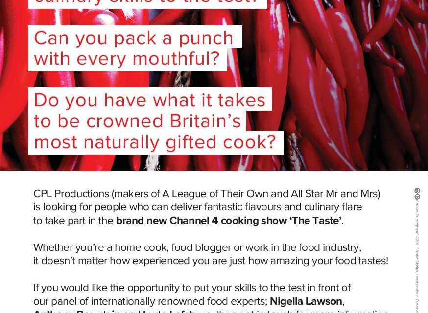 Prime time Channel 4 cooking series need people!